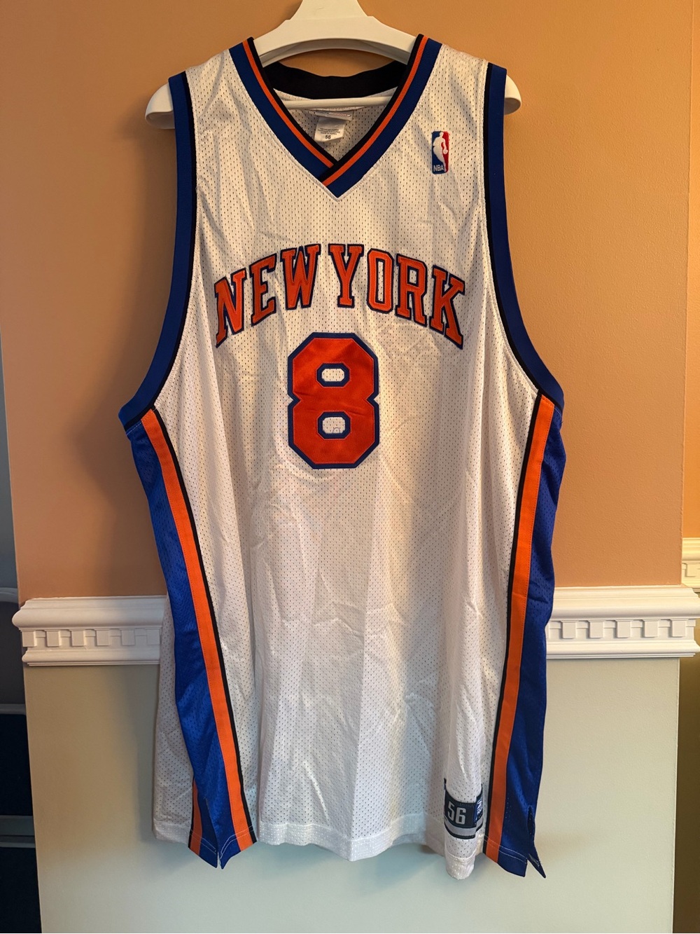 Reebok White Basketball Jersey with Blue & Orange Trim